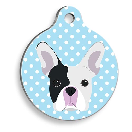BOSTON TERRIER Personalized Dog Tag - Custom Name Tag - ID Tag for Dog & Cat - Customized Pet Tags - Dog Name Tag - Cat Name Tag - Engraved Dog Tag (Blue)