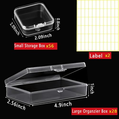 Image of Bead Storage Box,84pcs Transparent Plastic Storage Containers Different Sizes, Crayon Box, Small Item Management Box And Labels,DIY Jewelry Craft Nails, Bracelets, Jewelry, Diamonds, Pens,4.9x2.56x1
