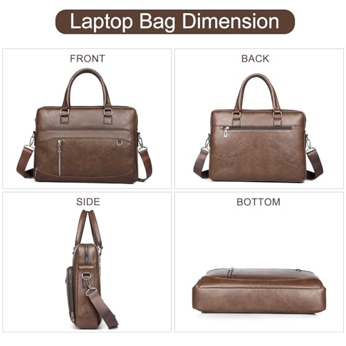 Bolsa marrón de cuero PU para laptop para hombres miniatura 6