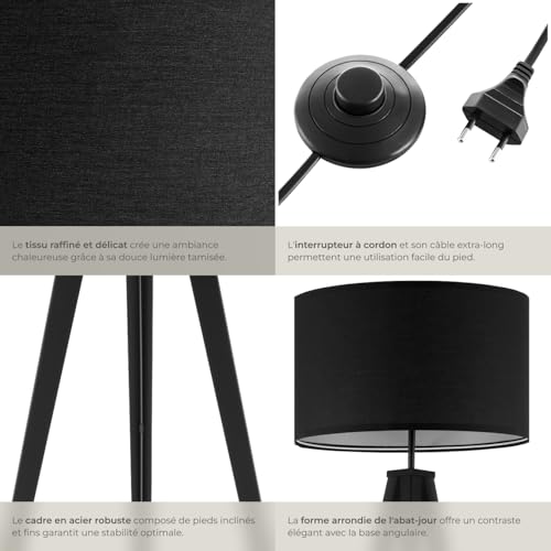 Lampadaire scandinave noir, trépied acier, TecTake GmbH