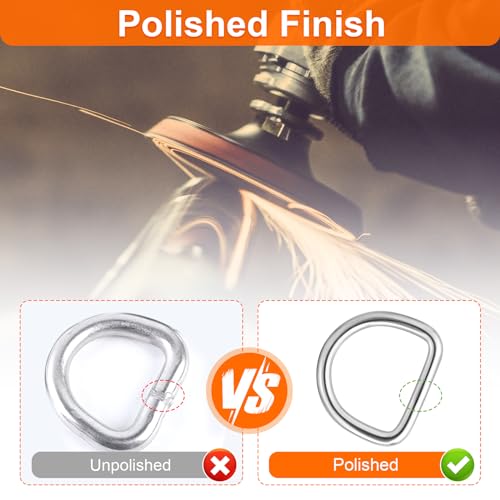 BEYOURD 1 inch Metal D Ring, Heavy Duty Stainless-Steel Dee Rings, Welded Solid for Dog Collars, Backpacks, Webbing Straps