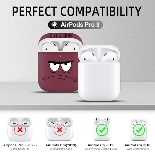 Image of for Airpods Case,Don't Touch Me Cool Cover with Lanyard Big Eyes Cute Cartoon for Airpods 2nd Generation Case,Soft Shockproof Cover for Women Men-Claret