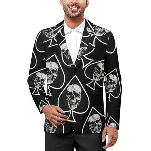 Skull Ace of Spades Mens Blazer Suit Jacket Lightweight Slim Fit Casual Coat