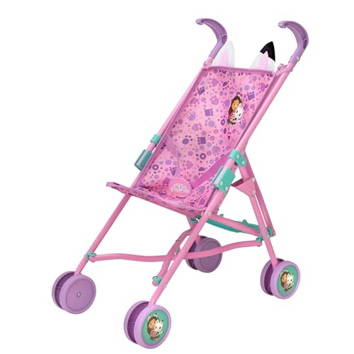ColorBaby Gabby's Dollhouse Carrito bebé Paseo, 53 cm, Cinturón Ajustable, Sillita muñecas, Plegado Tipo Paraguas, Juguetes para 2 años niña, Mi Primer Carro de muñecas, Cochecito Juguete (39156)