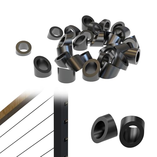 Dawn Railing 33 Degree Beveled Washer 3/8 Inch 10mm, 20 Pack T316 Stainless Steel Angle Washer for 1/8” Cable Railing Hardware Kit, Marine Grade Quality for End Posts（Black）