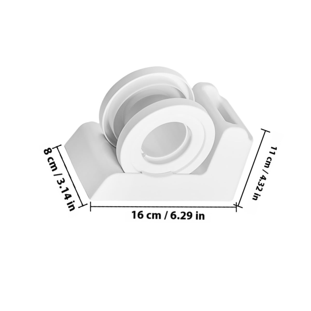 Dispenser da Scrivania in Plastica per Nastro Adesivo Bianco | Design Semplice e Moderno, Uso Pratico e Comodo, Formato da Tavolo per Ufficio