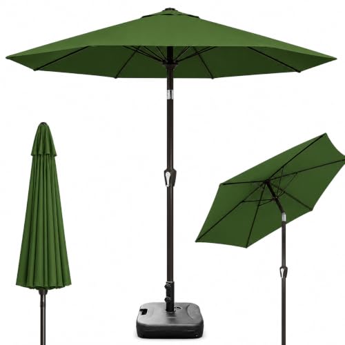 Image of Hukimoyo 8.5Ft Diameter Large Outdoor Patio Cantilever Offset Umbrella with Base Stand, Waterproof Heavy Duty Garden Parasol Sun Shade Canopy, Side Pole Umbrella for Backyard, Poolside, Deck, Lawn, Terrace, Cafe.