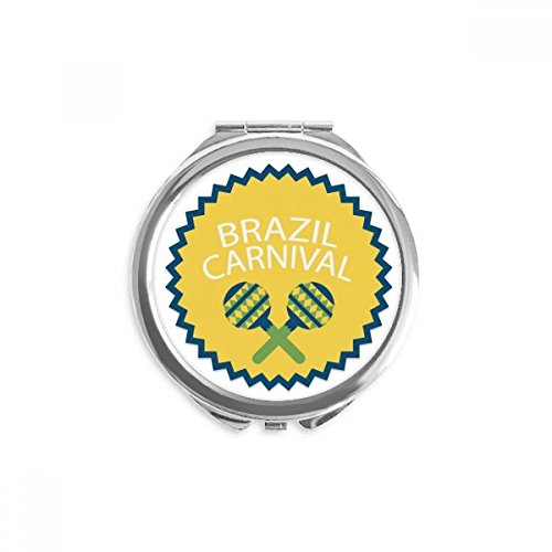 Carnaval du Brésil miroir de poche rond multicolore compact pour le maquillage quotidien