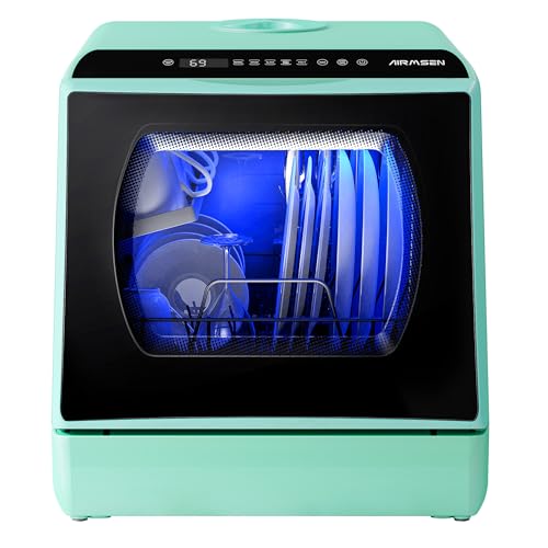 AIRMSEN Mini Table Top Dishwasher, 6 Programs