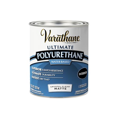Varathane Water-Based Crystal-Clear Ultimate Polyurethane | Interior Wood Protection | Fast Dry Time | Easy Clean Up | Matte | Quart