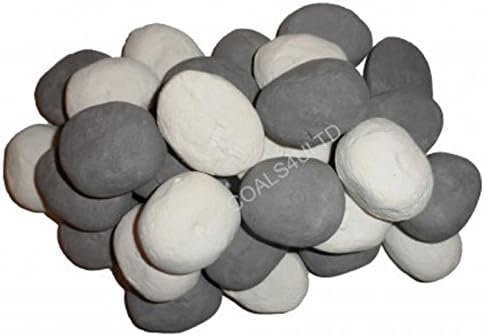Coals 4 You 20 GREY & WHITE Gas fire Ceramic Pebbles Replacements/Bio Fuels/Ceramic NEW & EXCLUSIVE TO COALS 4 U, Black