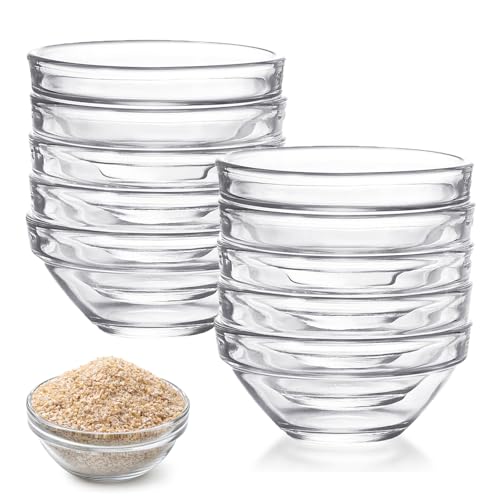 Cuencos Aperitivos, 75mm Cuencos Pequeños de Vidrio, 10 Piezas Mini Bol de Postres Redondo, Reutilizable Juego de Tazones para Vinagre, Tazones de Cristal para Salsas, para Ketchup, Mermeladas