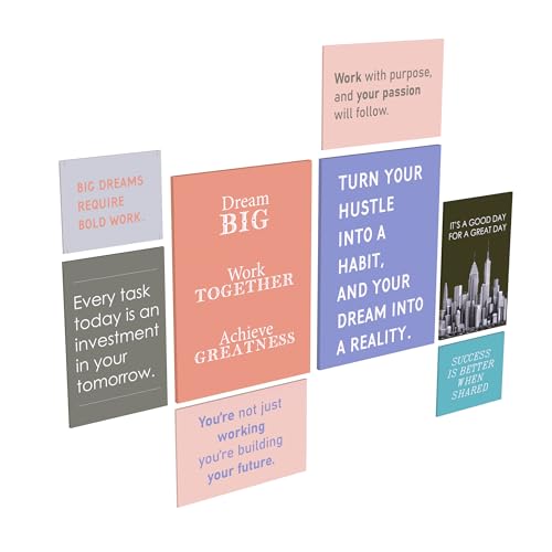 Office Wall Decor Set of 8 – Motivational Teamwork Office