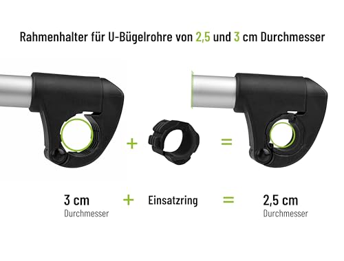 Strap Rahmenhalter kurz Ø 25+30mm, Schwarz/Silber