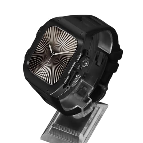 Bracelet Apple Watch S10 Caoutchouc Métal de Style Horloger pour le Bureau