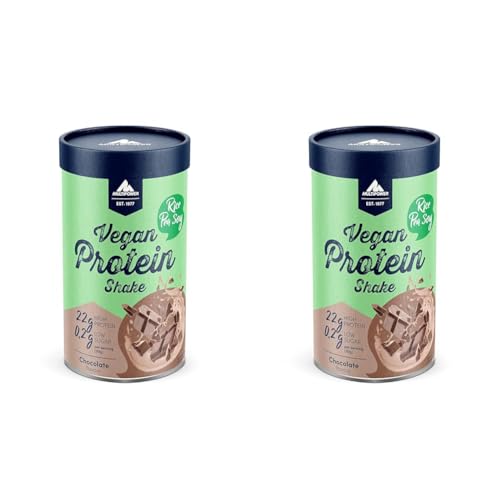 Multipower Vegan Protein Shake Pulver 420g, 100% veganes Protein Pulver auf pflanzlicher Basis mit Schokoladen-Geschmack, ideal zur Regeneration nach dem Sport (Packung mit 2)