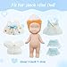 4 Sets Mini Doll Clothes Compatible with Sonny Angel, Blue Skirts and Necklace Fit for 3 Inch Collectible Dolls Display and Decoration Gift for Adult Collectors