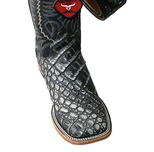 Dona Michi Men's Genuine Cowhide Crocodile Print Leather Western Rodeo Toe Boots-Free Belt2