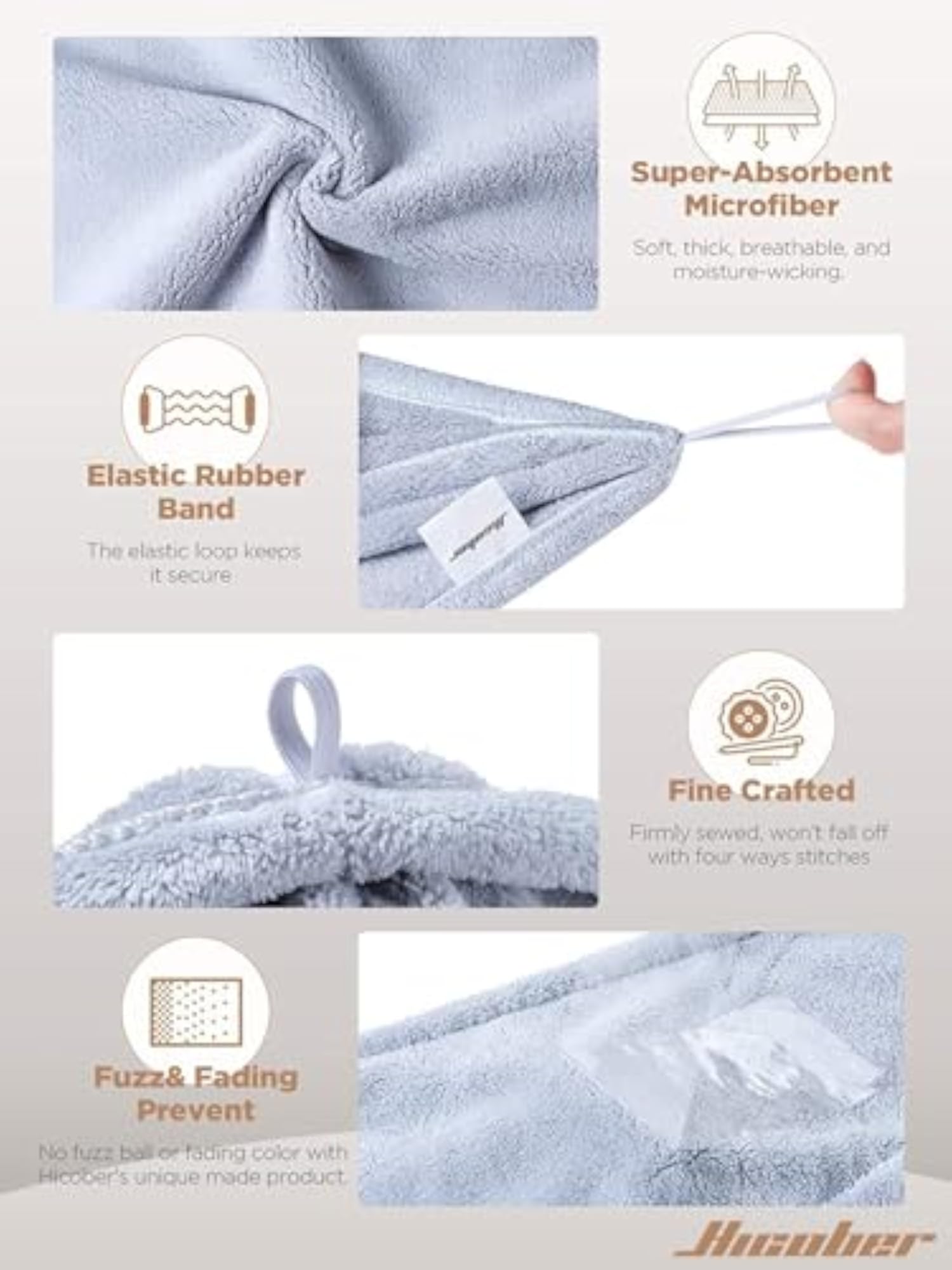 3 Pack Microfiber Hair Turbans for Wet Hair