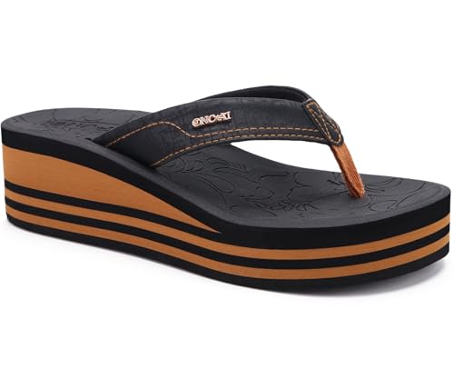 Image of ONCAI Women's Platform Wedge Flip Flops Trendy Dressy Womans Summer Flatform Chunky Heel Sandals with Comfortable Walking Outdoor Rubber Soles (US Size 5-11)