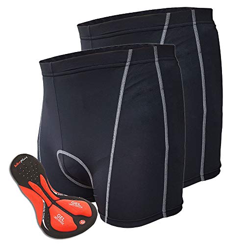 Velomayka 2-Pack Cycling Underwear 3D Padded Gel Riding Cycling Shorts Padded Pants,Breathable, Comfortable (M, 2-Pack)