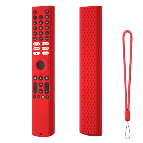 Hi Color Funda de silicona para mando a distancia para Xiaomi A Pro TV (2026), antideslizante, a prueba de golpes, con cordón, funda protectora (rojo)