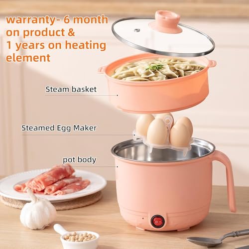 Image of Multi Function Pot 1.5L, Double Layered Body, Ceramic Coated Inner Pot, Variable Temperature Settings, Wide Mouth, Transparent Lid, Cooking, Boiling, Steaming, Egg, Vegetable