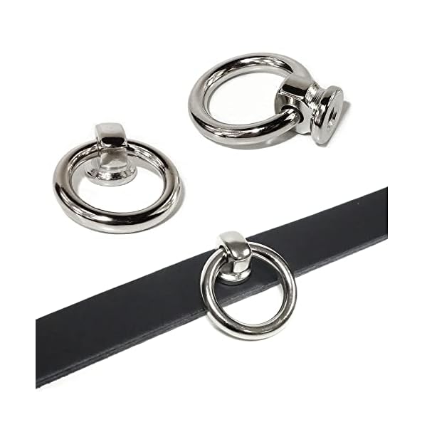 Gletscherlicht Halsband mit O-Ring 20mm, Lederhalsband mit Ring der O aus schwarzem Leder, Gothic SM Sub Bottom Halsband… – Bild 4