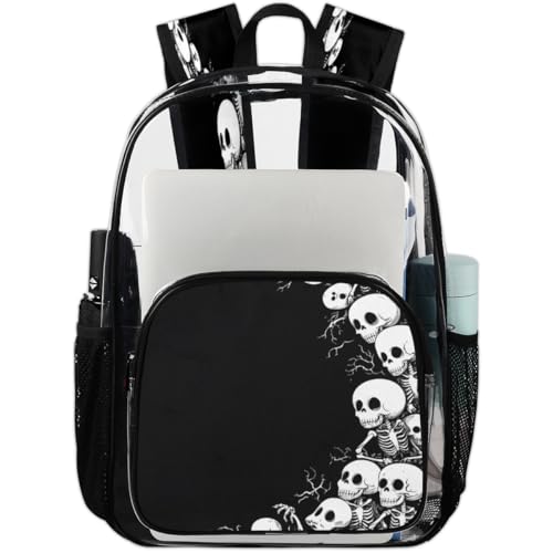 Gothic Scary Skull Clear Backpack, Stadium Backpack for Women Men Adult Concert Festival Work Daily Travel