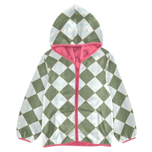 GuoChe Plaid Green Yellow White Toddler Fleece Jacket