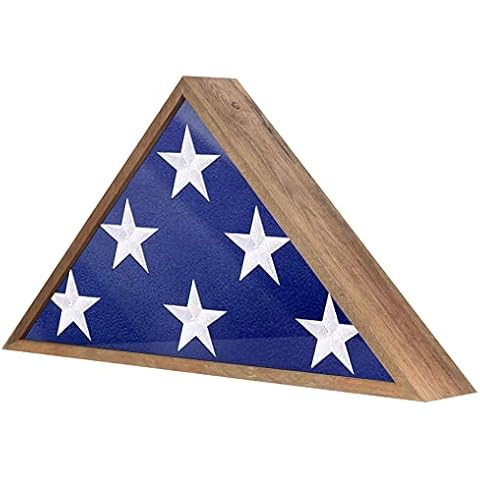Robhomily Rustic Flag Display Case for Burial Flag, Reclaimed Wood Military Memorial Flag Display Case for 9.5 x 5 American Veteran Burial Flag , Burial Flag Box Display Case for Folded Flag and Medal Cover