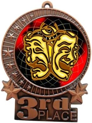 Express Medals 1 to 50 Packs - 3" Drama Club 3rd Place Bronze Medal with Neck Ribbon Award XMD
