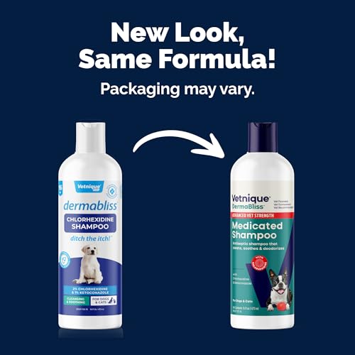 Vetnique Dermabliss Advanced Vet Strength Chlorhexidine for Dogs - Antibacterial Medicated Dog Shampoo - for Skin Infections & Irritation, Hot Spots & Redness Relief (Medicated Shampoo, 16oz)