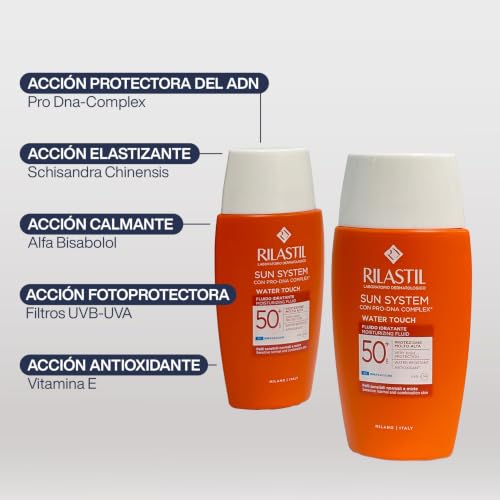 Miniatura 2 de Rilastil Sun System Fotoprotector Water Touch SPF50+, Protector Solar Facial Ligero de Base Acuosa, Resistente al Agua - 50 ml