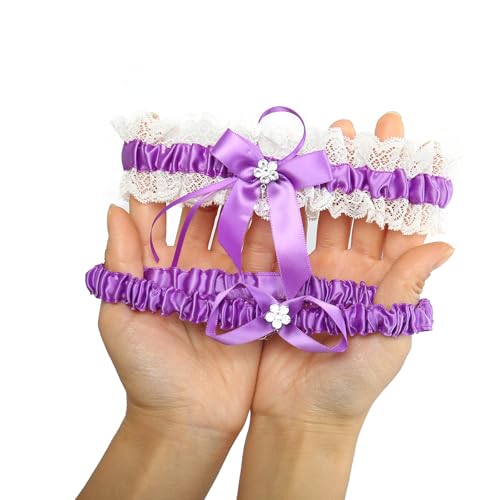 Image of wedding garter set women lace Bridal garter sets including keepsake garter and toss garter