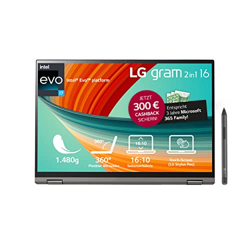 LG Gram 2023 - Ordenador portátil y tablet convertible ultraligero 2 en 1 de 16 pulgadas, Intel...