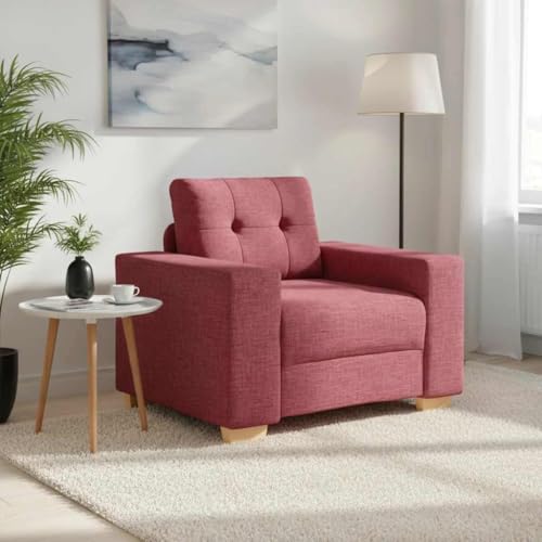 Kaloriko Canapé Fauteuil Rouge vin en Tissu Polyester 100x78x80 cm Confortable et Robuste pour Salon séjour Bureau Chambre Design Moderne scandinave Vintage