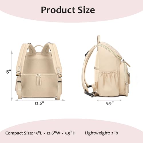 Image of LORADI Lightweight Diaper Bag Backpack, Baby Shower Gifts, Beige | Stroller Clips, Insulated Pockets, Water-resistant, Easy to Clean, Durable