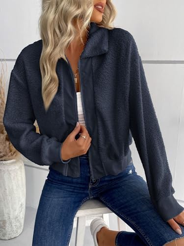 Womens Fuzzy Fleece Jackets Long Sleeve Lapel Zipper Coats Warm Winter Casual Trendy Top Outfits with Pockets2
