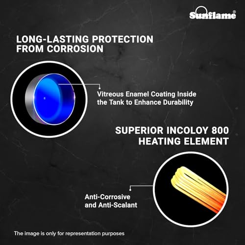 Image of Sunflame Rolig DG Geyser 15 Litre Water Heater for Home | Digital Display | BEE 5 Star Rating | Vitreous Enamel Tank Coating | Free PAN India Installation & Flexi Pipes | White