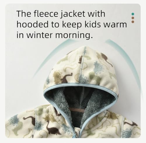 Toddler Boys Polar Fleece Hoodies Jacket with Pocket Cute Dinosaur Sweatshirt Outerwear Clothes Outfit Coat4