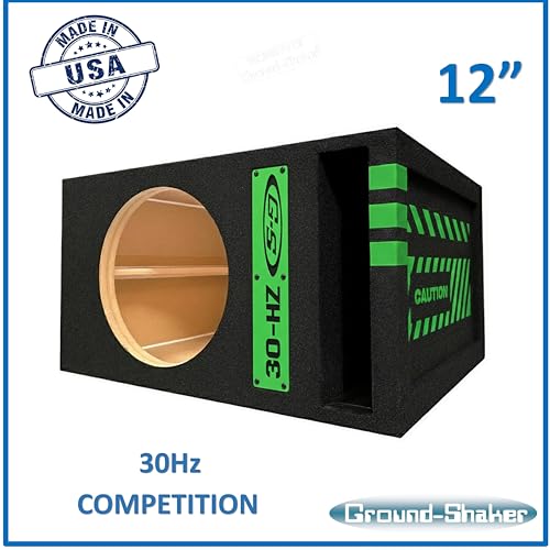 Image of 30HZ Reinforced Competition Single Ported Sub Box Sub Woofer Enclosure Speaker Box Car Audio Subwoofer Ground Shaker Box Ground-Shaker (Green Caution, 12 inch)