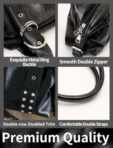 Image of Studded Purses Y2k Shoulder Bag Vintage Leather Punk Handbag Grunge