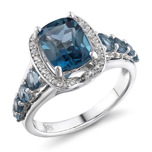 [FRMPMYZX] S925 Silver Sapphire Women's Ring, Fashion Eternal Sterling Silver Ring.,��,7