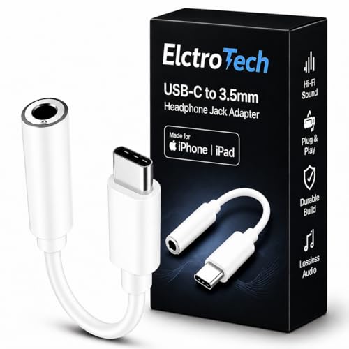Image of Type C to 3.5 mm Audio Jack Connector with DAC Headphone Converter Adapter Compatible with iPhone 15 Pro Max /15 Pro /15 Plus, Galaxy S23 /S22 /S21 /S208 & Other Type C Phones By ElctroTech