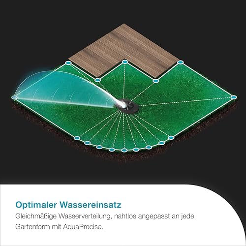 Gardena AquaPrecise Komplett-Set Pipeline Bewässerungssystem für Rasenflächen bis zu 320 m²: solarbetrieben, gleichmäßige Wasserverteilung, für jede Gartenform, Bluetooth (16010-20)