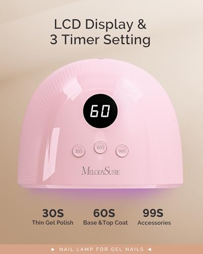 Image of MelodySusie Compact Advanced UV LED Nail Lamp, P-Plus30F Nail Dryer with 3 Timers & Smart Sensor Cures All Gels, Especially Rhinestone Glue, Solid & Liner Gel Polishes for Advanced DIY at Home Pink