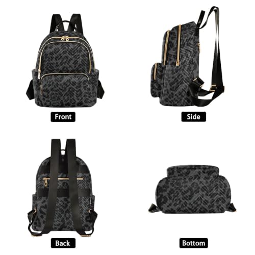 Image of ALAZA Gray Black Leopard Print Pattern Medium Backpack Purse for Women Travel Bag Fashion Daypack Back Pack Shoulder Bag