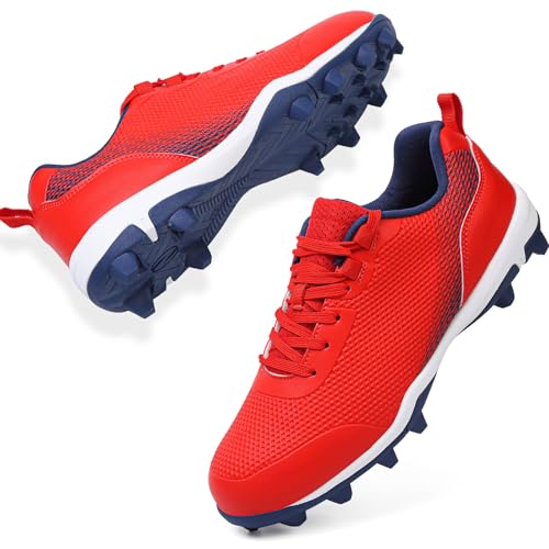 Softball Cleats for Women Baseball Cleats Lacrosse Molded, Red, 6