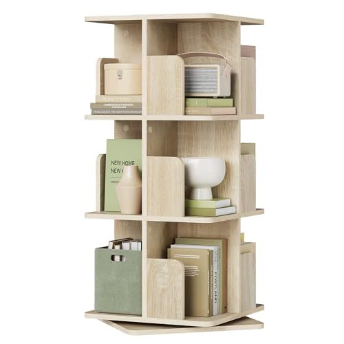 EUGAD Bibliothèque Rotative à 3 Niveaux avec 12 Compartiments, Étagère Pivotante à 360°, Étagère de...